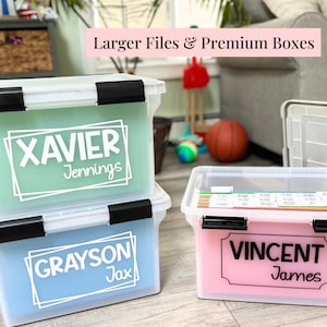 Fully Assembled Kids File Box Milestone Tote Memory Box Keepsake Boxes for Kids Milestone Tote Kit Kids File Box Children's File Box