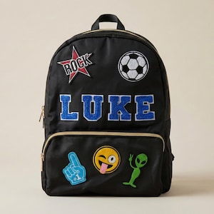 Personalized Patch Backpack for Boy Custom Name School Bag Custom Backpack Kid Unique Backpack Monogrammed Bag for Boy Bookbag with Patches