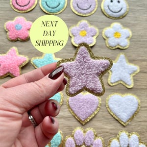 Glitter Chenille Star Patch Self Adhesive DIY Embellishment
