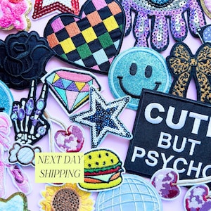 Bulk Iron-On Patches Bundle Embroidered Sequin DIY Craft Idea for Kids Birthday Party Activity for Bachelorette Party Patches for Women