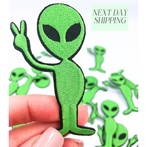 Embroidered Alien Patch Iron On DIY Cosmic Space Gift for Children Birthday Party Craft Idea for Trucker Hat Party for Boys Patches for Hat