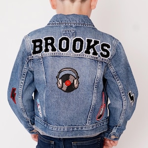Personalized Denim Jacket: Custom Chenille Patch Jean Jacket, Preppy Kid&#39;s Clothes