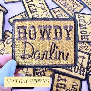 Western Iron On Patch Howdy Darlin Patch Sew On Cowboy Patch for Clothing Decoration Country Patch Small Brown Patch Jacket Cowgirl Patch