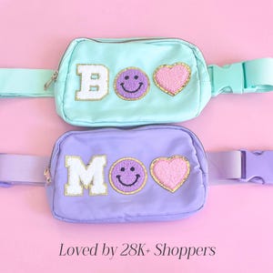 Personalized Kids Fanny Pack Pastel Initial Belt Bag with Happy Face