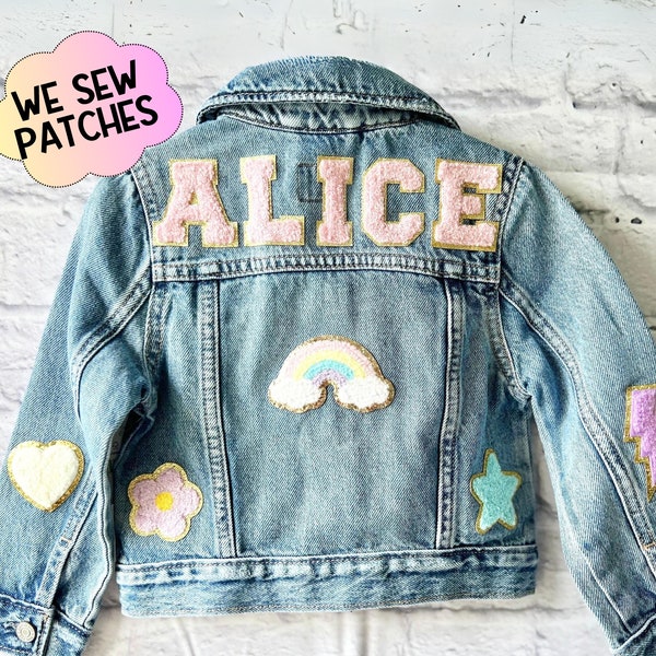 Custom Jean Jacket for Girl Chenille Name Jacket for Granddaughter Birthday Gift Personalized Denim Jacket with Baby Name Gift from Grandma