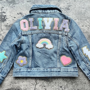 Personalized Denim Jackets for Kids Jeans Jackets Custom Name Patch Jacket for Girls Custom Denim Jackets for Baby Jean Jacket Toddler Name