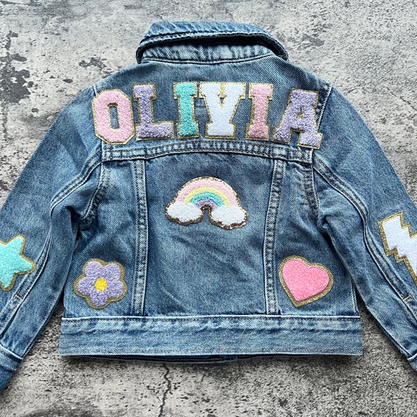 Personalized Denim Jackets for Kids Jeans Jackets Custom Name Patch Jacket for Girls Custom Denim Jackets for Baby Jean Jacket Toddler Name