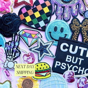 Bulk Iron-On Patches Bundle Embroidered Sequin DIY Craft Idea for Kids Birthday Party Activity for Bachelorette Party Patches for Women