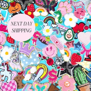 Preppy Patch Bundle Embroidered Sequin Iron-On Patches for DIY Jean Jackets for Kids Bulk Patches for Women Craft Idea for Birthday Party