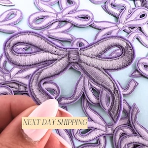Coquette Purple Bow Patch - Embroidered Clothing Accessory