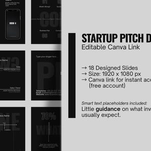 Startup Pitch Deck Template Canva | Editable Investor Presentation ...