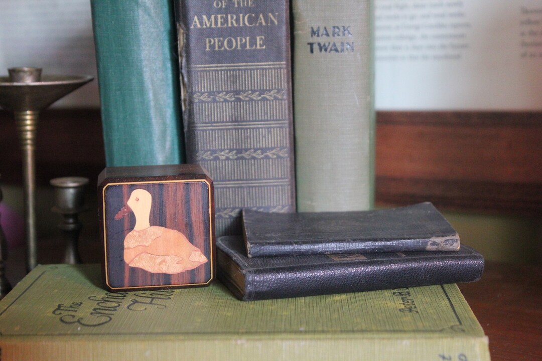 Vintage Stamp Dispenser Box Made of Wood With Duck Inlay Etsy