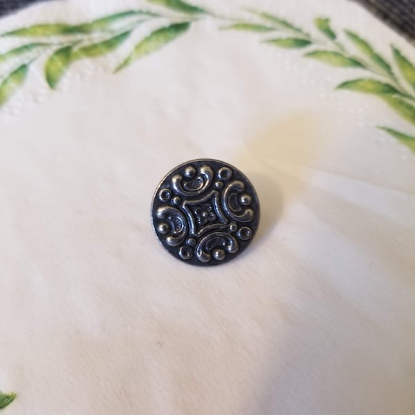 Pewter buttons made in Norway, geometric pattern