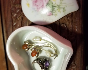 Vintage Napcoware, made in Japan, heart shaped trinket dish, Mother's Day, flowers mother, love