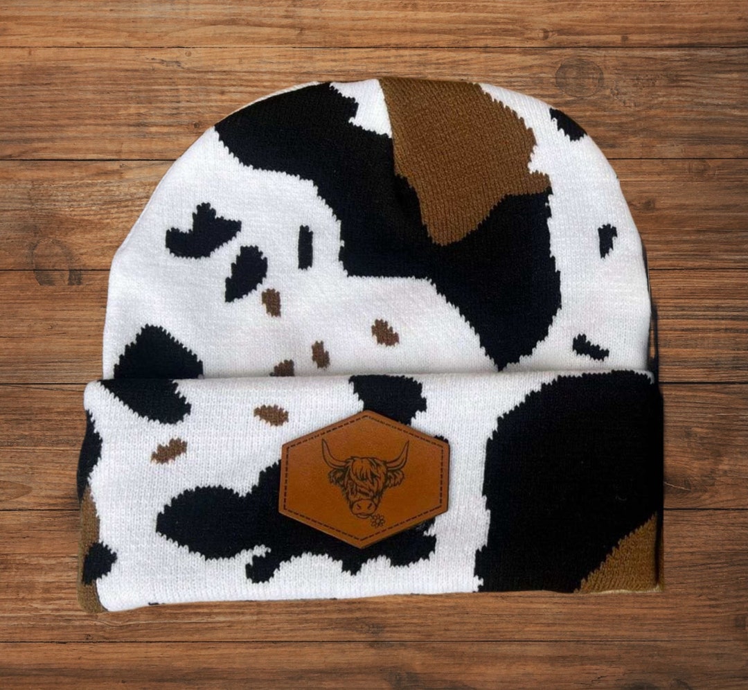 Cowprint Beanie Adult Warm Hat Stylish Christmas Gift Present Winter ...