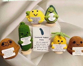 6 Handmade Crochet | Pickle | Potato | Lemon | Avocado | Pineapple | Gift | Support | Valentines | For Her | For Her | Love | Heart