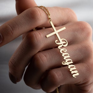 Name Cross Necklace • Personalized Cross Necklace • Cross Necklace for Women • 14K Gold Cross Necklace • Cross Necklace • Mother&#39;s Day Gift