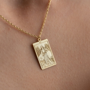 Collar de Carta del Tarot, Collar de Tarot, Joyería Espiritual, Joyería Mística, Regalo de Navidad, Estrella del Tarot Antigua, Luna, Mago, Amantes, Torre