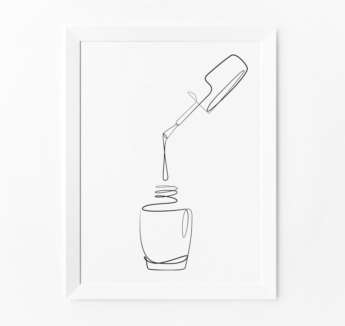 Nail Polish Art Print, One Line Drawing, Printable Wall Art, Minimalist