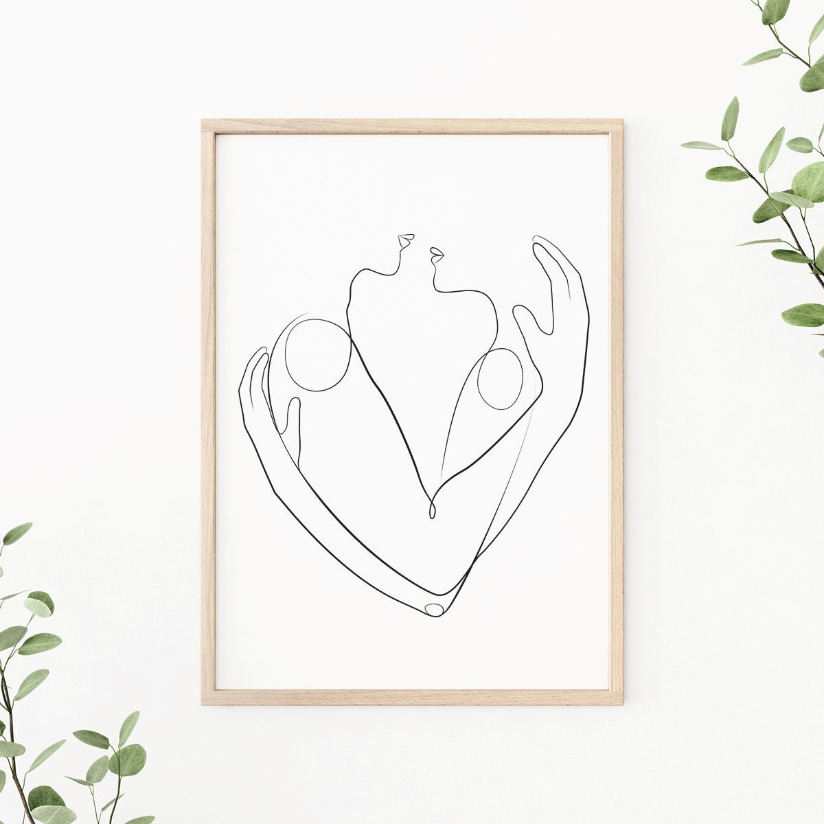 Couple Art Print, One Line Drawing, Man Woman Print, Printable Wall Art ...