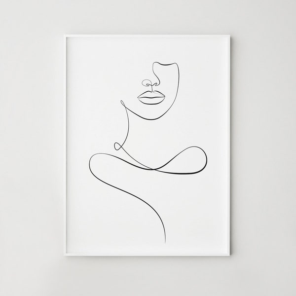 Abstract woman art print, One line drawing, Black woman line art, Woman body sketch, Minimalist print, Printable wall art