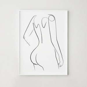 Woman back line art, Woman one line drawing, Abstract female figure print, Printable wall art, Minimalist bedroom wall decor