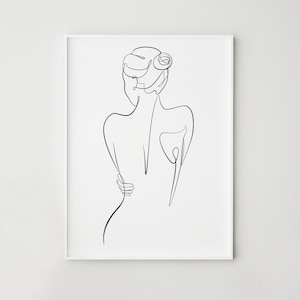 Woman line art, One line drawing, Abstract female figure print, Minimalist feminine art, Printable wall art, Bedroom wall decor