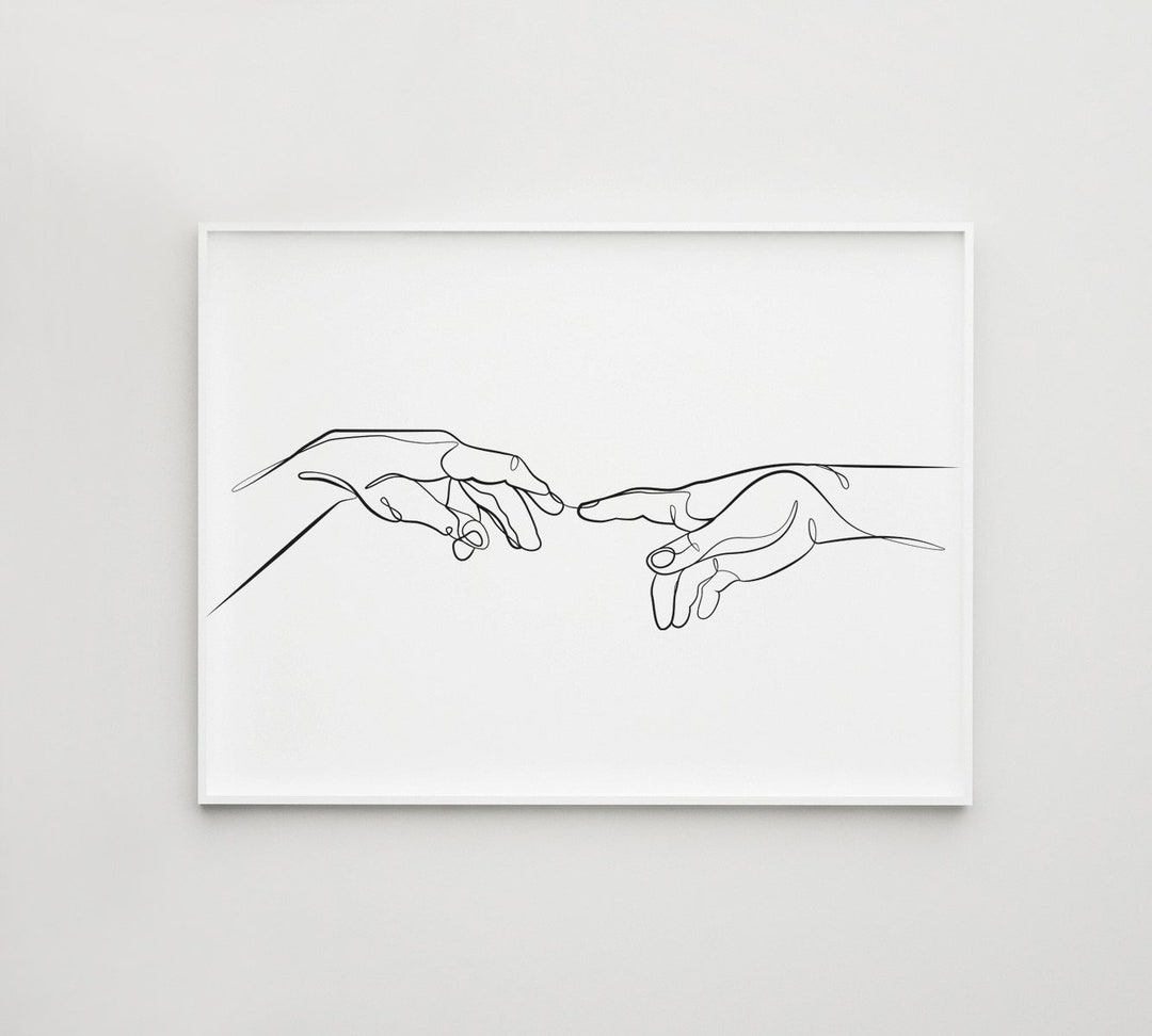 The Creation of Adam, Printable Wall Art, Hands Print, One Line Drawing ...