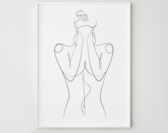 Woman one line drawing, Female line art, Abstract woman print, Printable wall art, Minimalist poster, Home wall decor