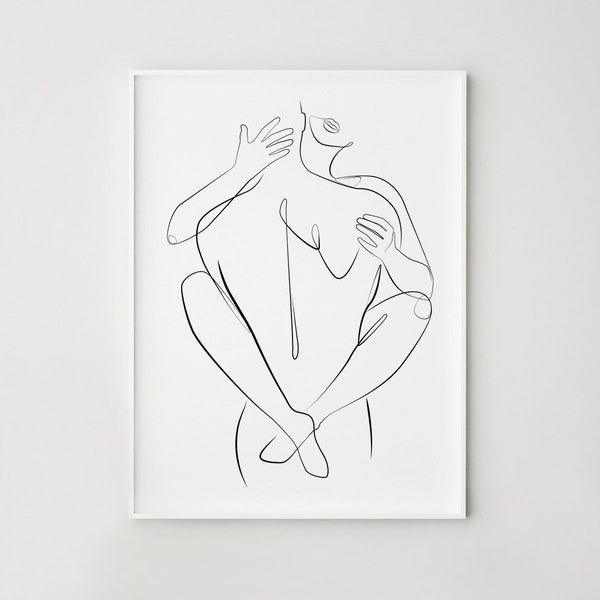 Abstract couple line art, Man and woman print, One line drawing, Love passion art, Sexy woman print, Home wall decor, Printable wall art