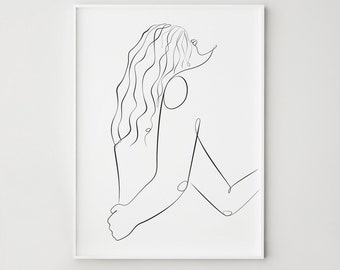 Couple Back Print Line Art Lovers Standing Back Pose, Minimalist Modern Decor, Digital Download