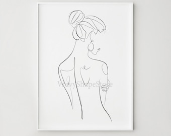 Woman back line art, Abstract woman print, One line drawing, Printable wall art, Minimalist female figure art, Girl silhouette, Beauty print