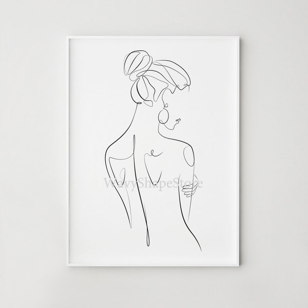 Woman back line art, Abstract woman print, One line drawing, Printable wall art, Minimalist female figure art, Girl silhouette, Beauty print