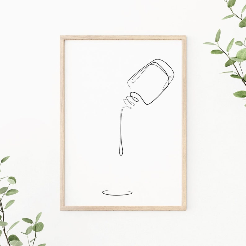 Nail Polish Line Art One Line Drawing Minimalist Beauty Etsy Australia