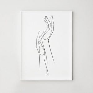 Woman hands line art, Hands print, One line drawing, Printable wall art, Minimalist print, Beauty salon decor
