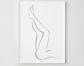 Woman legs line art, One line drawing, Female figure print, Abstract woman sketch, Printable wall art, Minimalist print, Bedroom wall decor