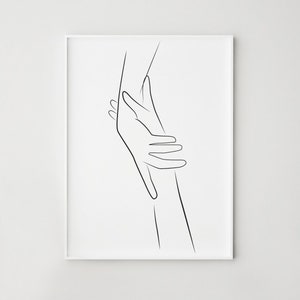 Abstract hands line art, Minimalist hands print, Printable wall art, Hands one line drawing, Black and white art, Bedroom wall decor