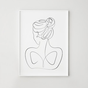 Abstract woman line art, Woman back one line drawing, Printable wall art, Minimalist female figure art, Bedroom wall decor