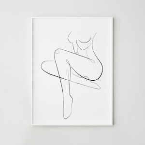 Woman legs line art, Abstract legs print, Printable wall art, Woman one line drawing, Black and white art, Bedroom wall decor, Home decor