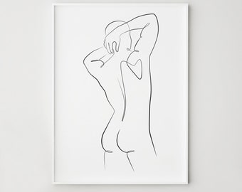 Man Line Art, Male Back Figure, Muscular Torso Drawing, Abstract Body Poster, Minimalist Wall Decor, Digital Download