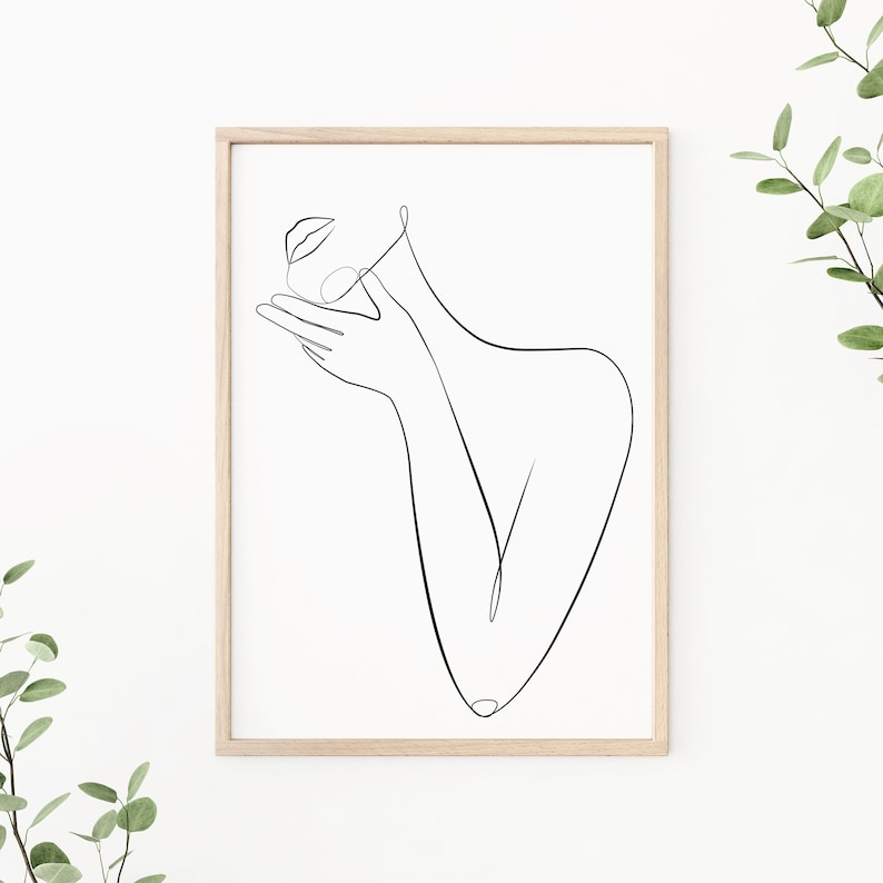 Female Line Art, Woman Body Sketch, One Line Drawing Print, Minimalist