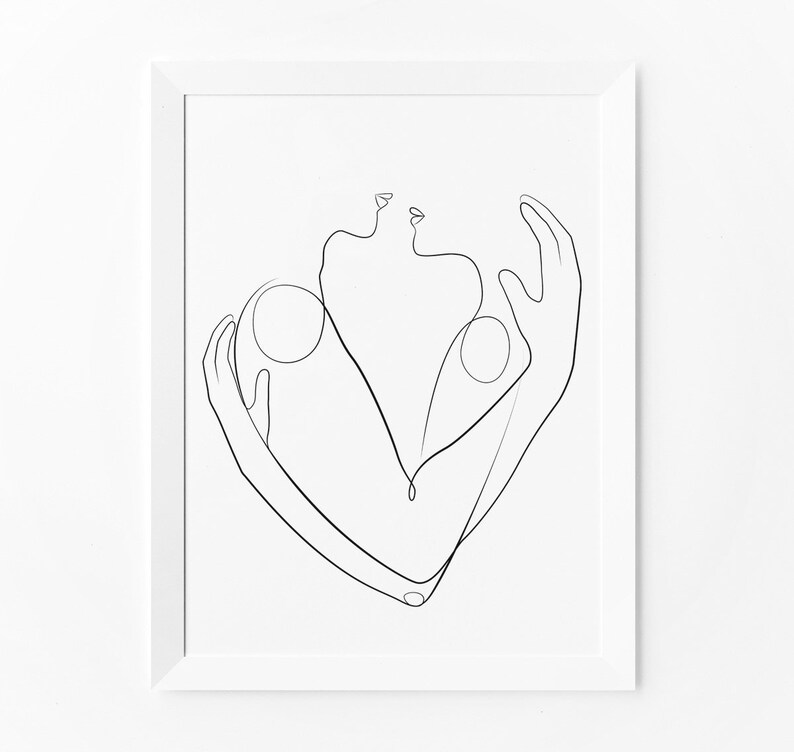 Couple Art Print, One Line Drawing, Man Woman Print, Printable Wall Art ...