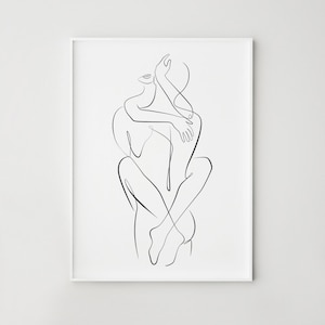 Abstract couple line art, Love print, Couple one line drawing, Man and woman Print, Printable wall art, Bedroom wall decor