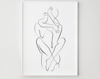 Abstract couple line art, Love print, Couple one line drawing, Man and woman Print, Printable wall art, Bedroom wall decor