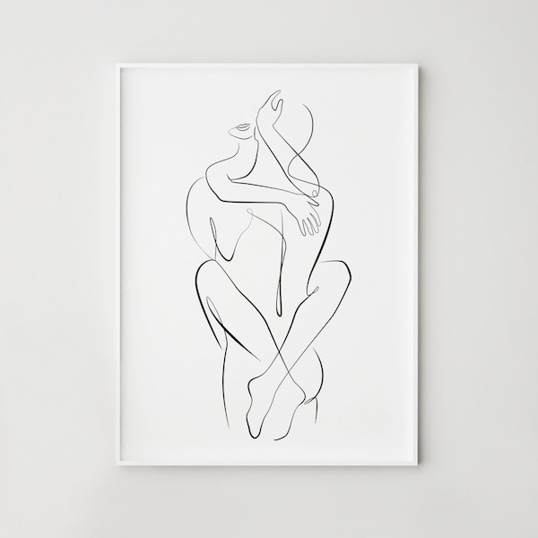 Abstract couple line art, Love print, Couple one line drawing, Man and woman Print, Printable wall art, Bedroom wall decor