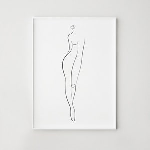 Female figure line art, Minimalist woman print, Abstract woman body art, One line drawing, Printable wall art, Bedroom wall decor