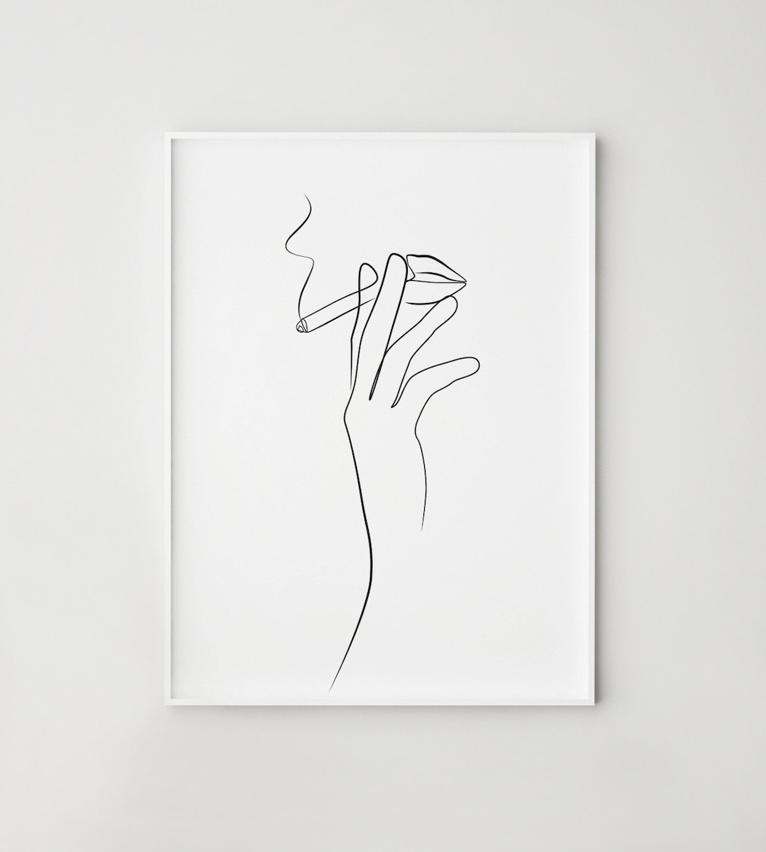 Vrouw roken sigaret kunst, één lijntekening, feministische kunstprint,  minimalistische handen print, lippen poster, afdrukbare muurkunst - Etsy  België, image size:1080x1201