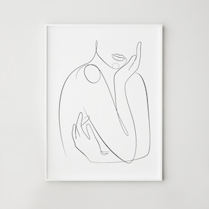 Abstract woman print, One line drawing, Woman line art, Printable wall art, Female figure print, Minimalist wall decor