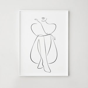 Woman line art, Curvy woman print, One line drawing, Abstract body positive print, Printable minimalist wall art, Bedroom wall decor