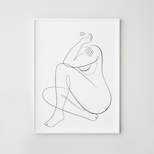 Curvy woman art, Body positive wall art, Woman body print, One line drawing, Digital prints download, Bedroom wall decor
